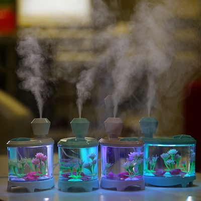 New Arrival Upgrade Version Mini Fish Tank Humidifier USB Anion Soothing Colorful Light Humidifier