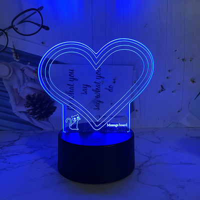 Bedroom Desktop Table Lamp  Decoration DIY Rewritable  3D Night Light Message Board For Home Holiday