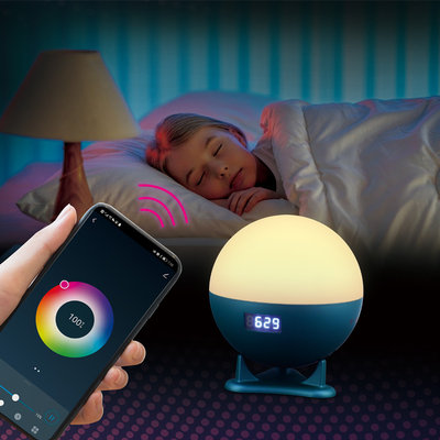 Bedside Smart WIFI APP Control Full Colors Wake Up Table Lamp With Alarm Clock White Noise Touch Sense Wake Up Light