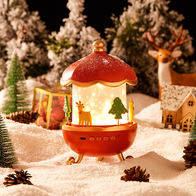 Christmas Gift Dream Star Projector Night Light Creative Rotary House Music Box Projector Lamp With Wireless Speaker