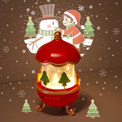 Christmas Gift Dream Star Projector Night Light Creative Rotary House Music Box Projector Lamp With Wireless Speaker