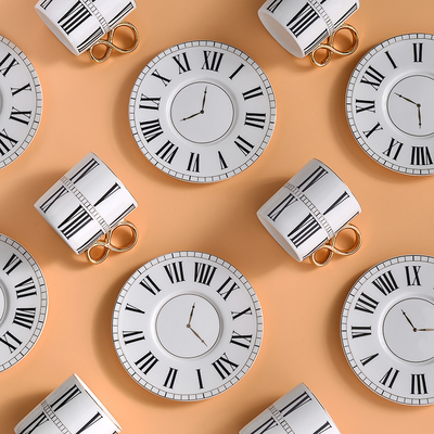 Ceramic Set of 6 pieces Clock Number Design Gold Handle Modern Luxury Porcelain Espresso Coffee Cups Turkish Coffee cups