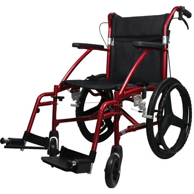 W485 19" lightweight folding detachable manual aluminum transport chair with swing away footrest