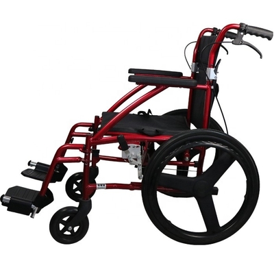 W485 19" lightweight folding detachable manual aluminum transport chair with swing away footrest