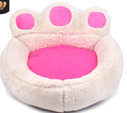 Plush Warm Soft Plush Bear Paw Shape Pink Grey Coffee Pet Bed Cushion Sofa